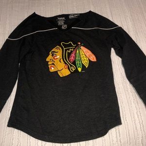 Black Hawks off the shoulder sweatshirt